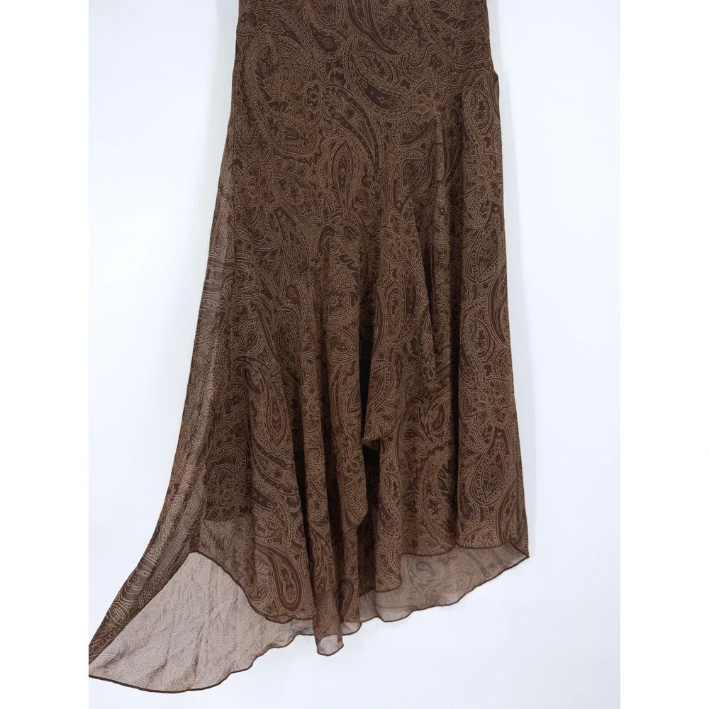 Kathie Lee Y2K Brown Paisley Asymmetrical Skirt sz 14 Whimsigoth Fairy